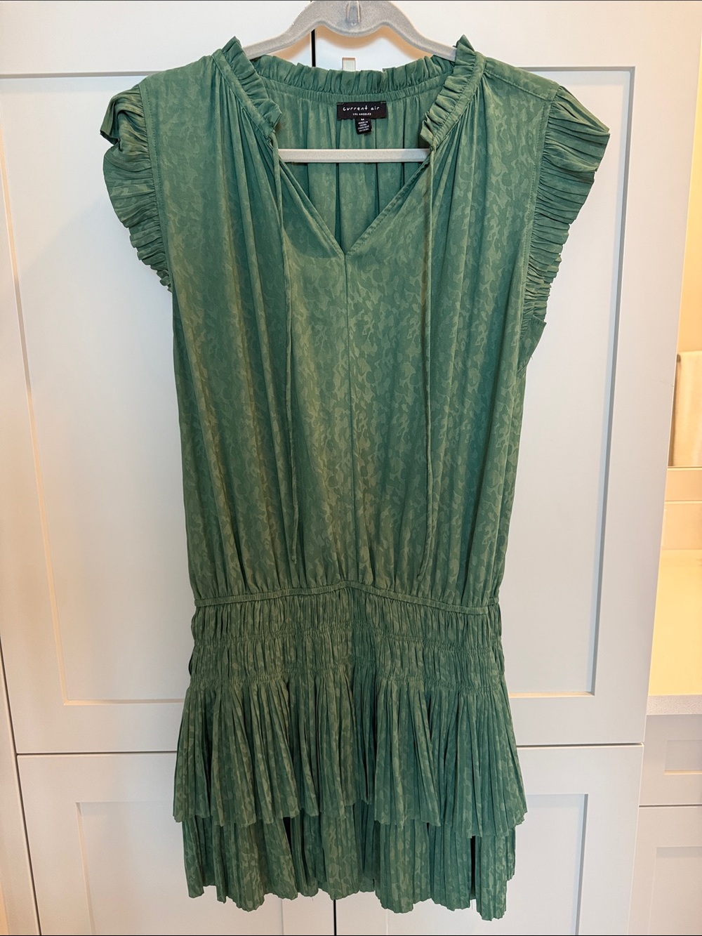Current Air Sage Green Textured Ruffle Dress